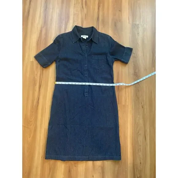 Women’s Eddie Bauer Size Medium Dark Blue Collared Half Button Front Pocket - Picture 8 of 8